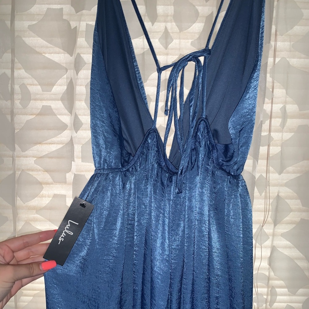 Lulu’s Blue Maxi Satin Slip Dress